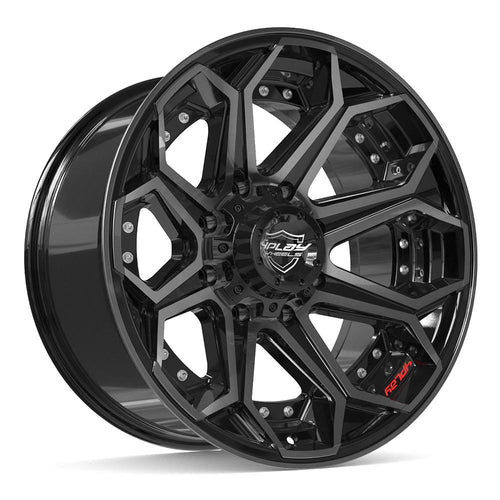4PLAY 4P80R 20x10 8x170 - 24et Gloss Black Brushed with Tinted Clear Wheel - Sniper Custom Trucks
