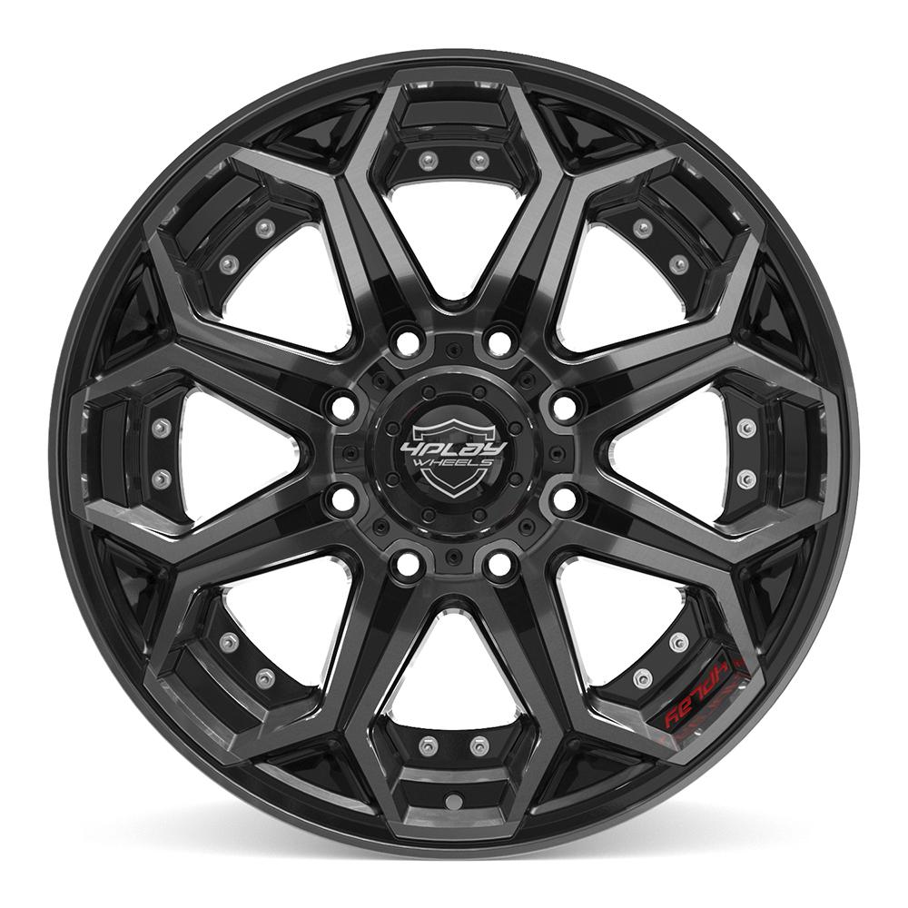 4PLAY 4P80R 20x10 8x180 -24et Gloss Black Brushed with Tinted Clear Wheel