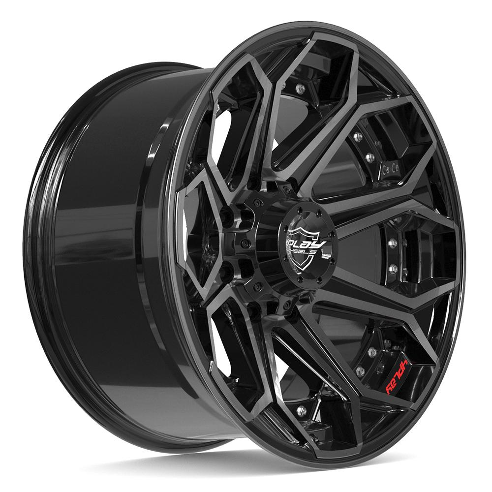 4PLAY 4P80R 20x10 8x180 -24et Gloss Black Brushed with Tinted Clear Wheel
