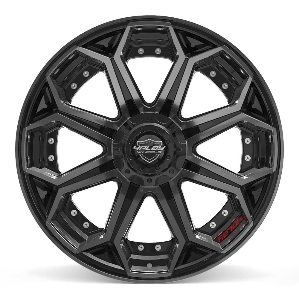 4PLAY 4P80R 22x10 6x135 + 6x139.7 -18et Gloss Black Brushed with Tinted Clear Wheel