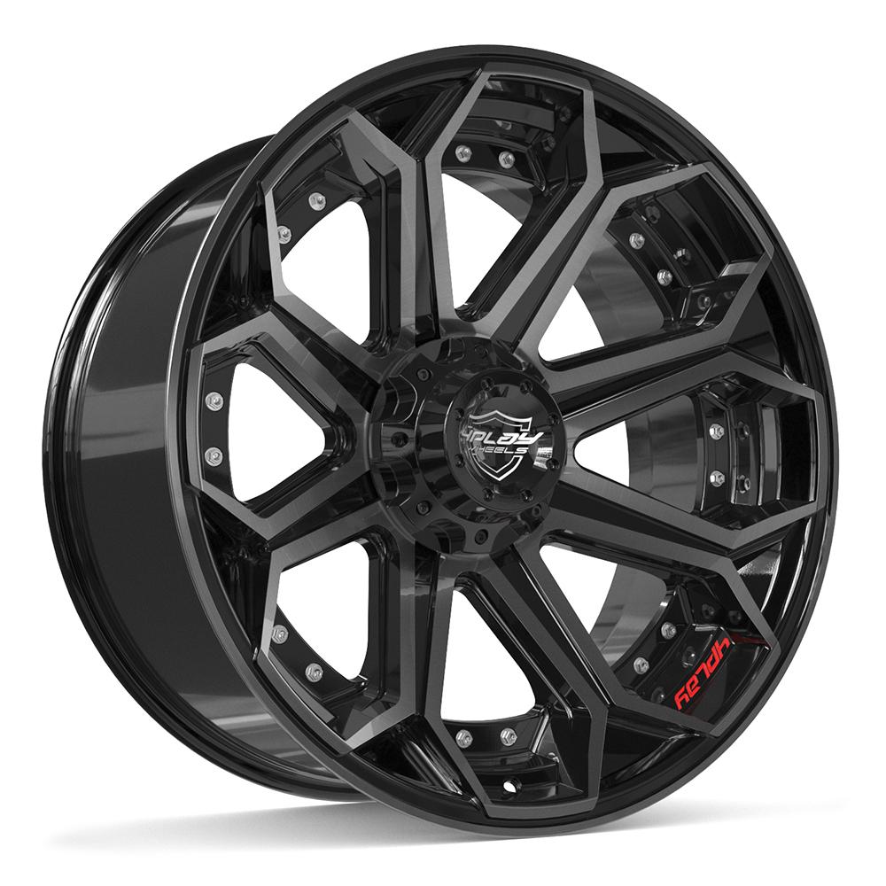 4PLAY 4P80R 22x10 6x135 + 6x139.7 -18et Gloss Black Brushed with Tinted Clear Wheel