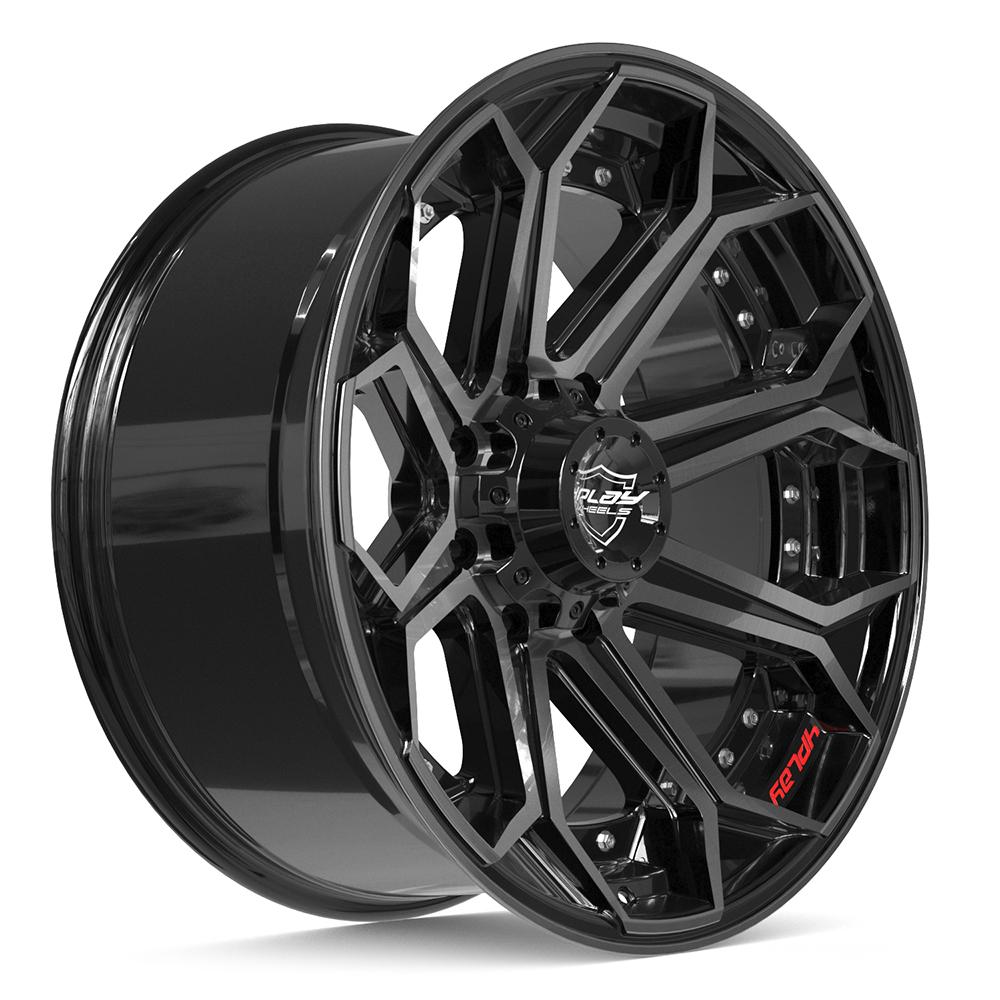 4PLAY 4P80R 22x10 8x165.1 -24et Gloss Black Brushed with Tinted Clear Wheel