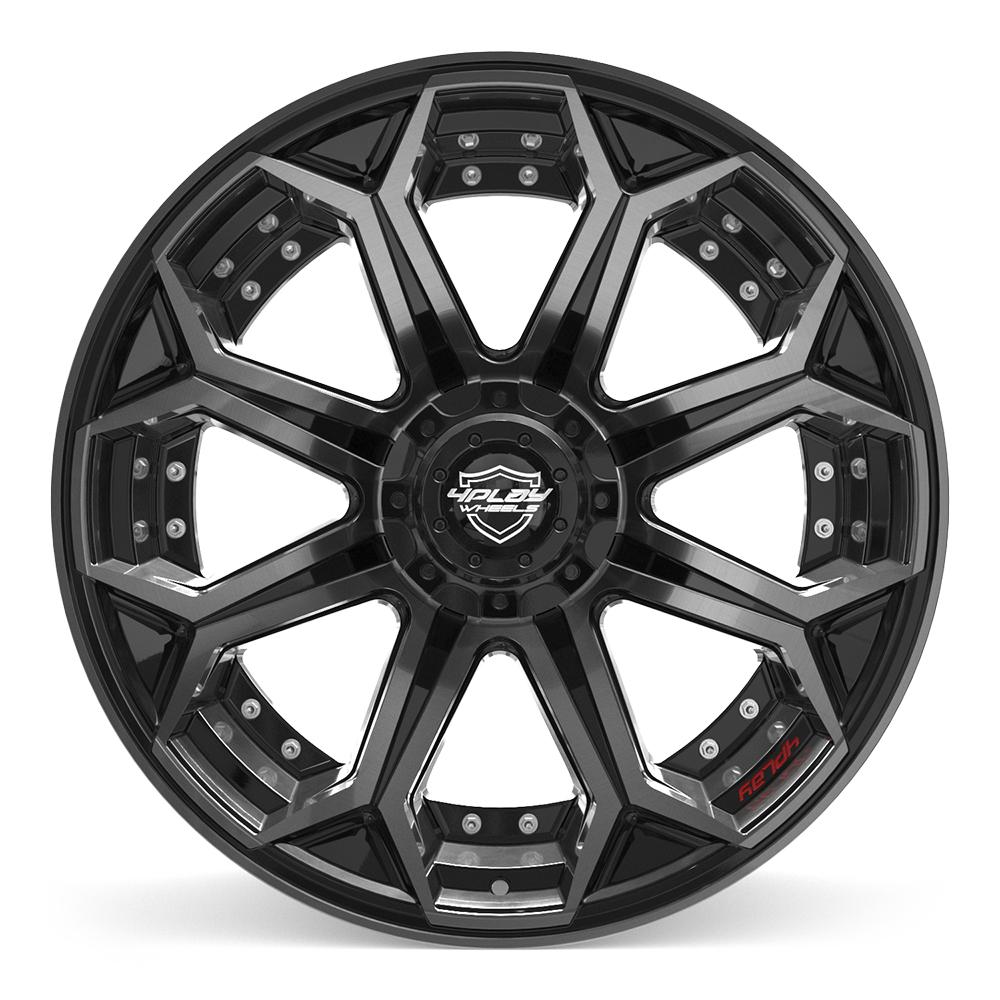 4PLAY 4P80R 22x12 6x135 + 6x139.7 -44et Gloss Black Brushed with Tinted Clear Wheel