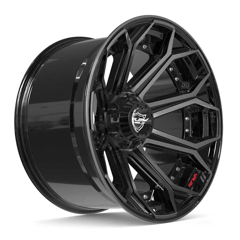 4PLAY 4P80R 22x12 6x135 + 6x139.7 -44et Gloss Black Brushed with Tinted Clear Wheel