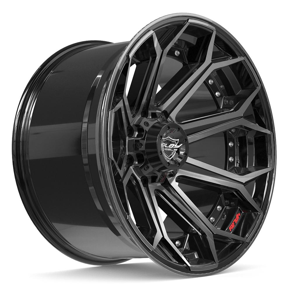 4PLAY 4P80R 22x12 8x180 -44et Gloss Black Brushed with Tinted Clear Wheel