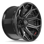 4PLAY 4P80R 22x12 8x165.1 -44et Gloss Black Brushed with Tinted Clear Wheel