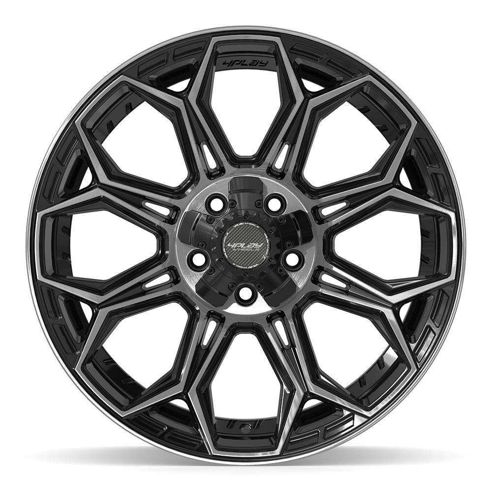 4PLAY 4P83 20x9 5x127 + 5x139.7 0et Gloss Black Brushed with Tinted Clear Wheel