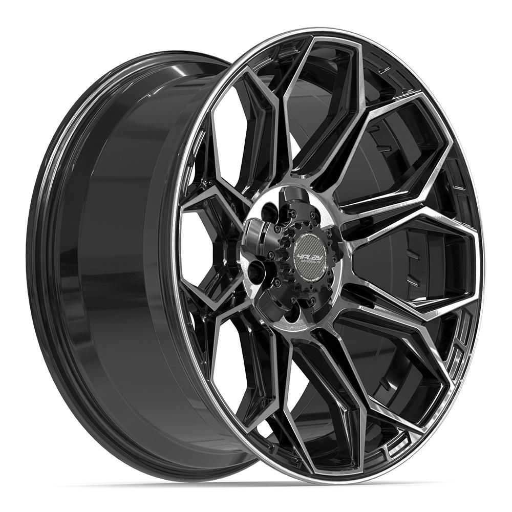 4PLAY 4P83 20x9 5x127 + 5x139.7 0et Gloss Black Brushed with Tinted Clear Wheel