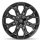 4PLAY 4P83 22x10 5x127 + 5x139.7 -18et Gloss Black Brushed with Tinted Clear Wheel
