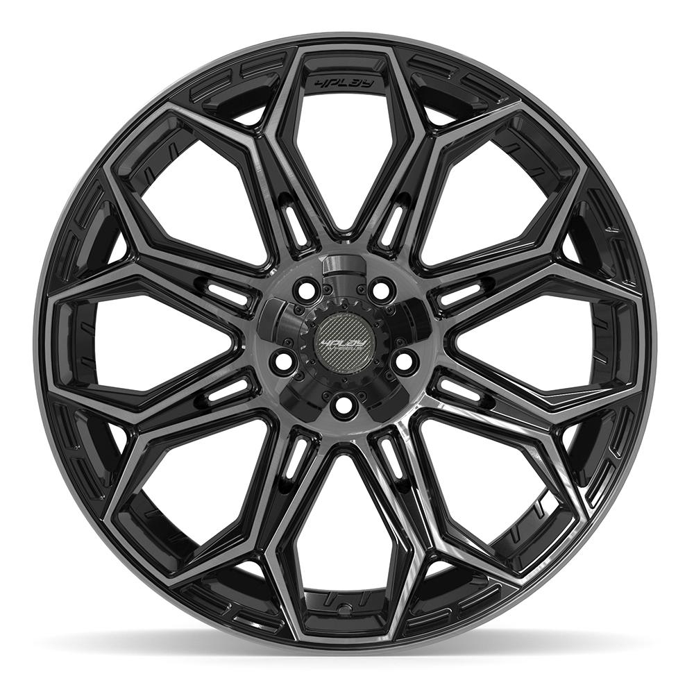 4PLAY 4P83 22x10 5x127 + 5x139.7 -18et Gloss Black Brushed with Tinted Clear Wheel