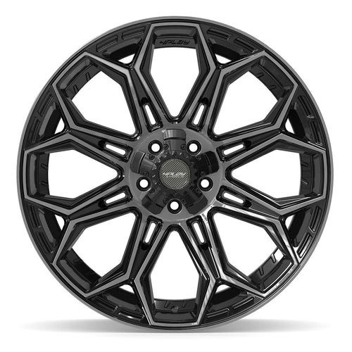 4PLAY 4P83 22x10 5x127 + 5x139.7 - 18et Gloss Black Brushed with Tinted Clear Wheel - Sniper Custom Trucks