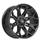 4PLAY 4P83 22x10 5x127 + 5x139.7 -18et Gloss Black Brushed with Tinted Clear Wheel