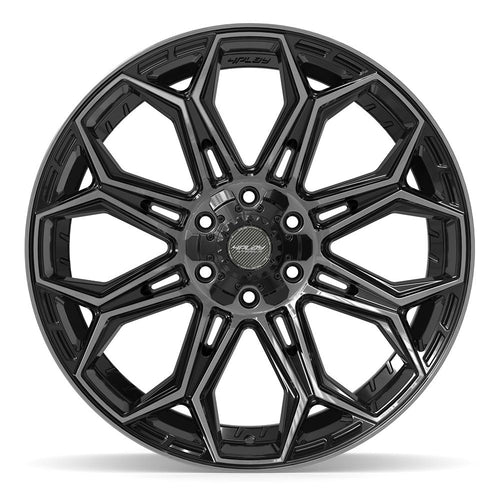 4PLAY 4P83 22x10 6x135 + 6x139.7 - 18et Gloss Black Brushed with Tinted Clear Wheel - Sniper Custom Trucks