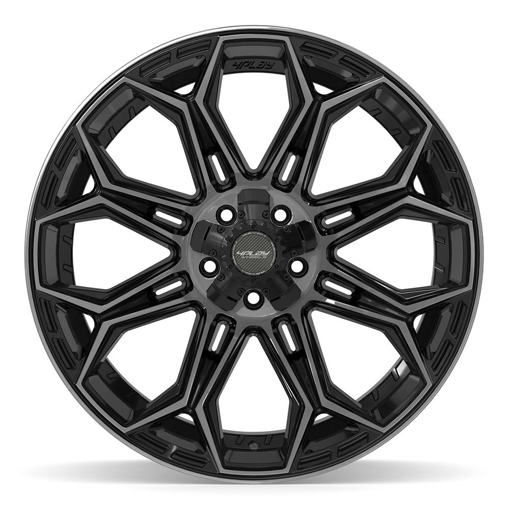 4PLAY 4P83 22x12 5x127 + 5x139.7 -44et Gloss Black Brushed with Tinted Clear Wheel