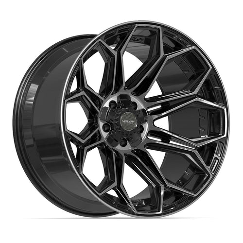 4PLAY 4P83 22x12 5x127 + 5x139.7 - 44et Gloss Black Brushed with Tinted Clear Wheel - Sniper Custom Trucks