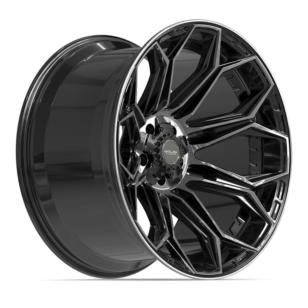 4PLAY 4P83 22x12 5x127 + 5x139.7 -44et Gloss Black Brushed with Tinted Clear Wheel