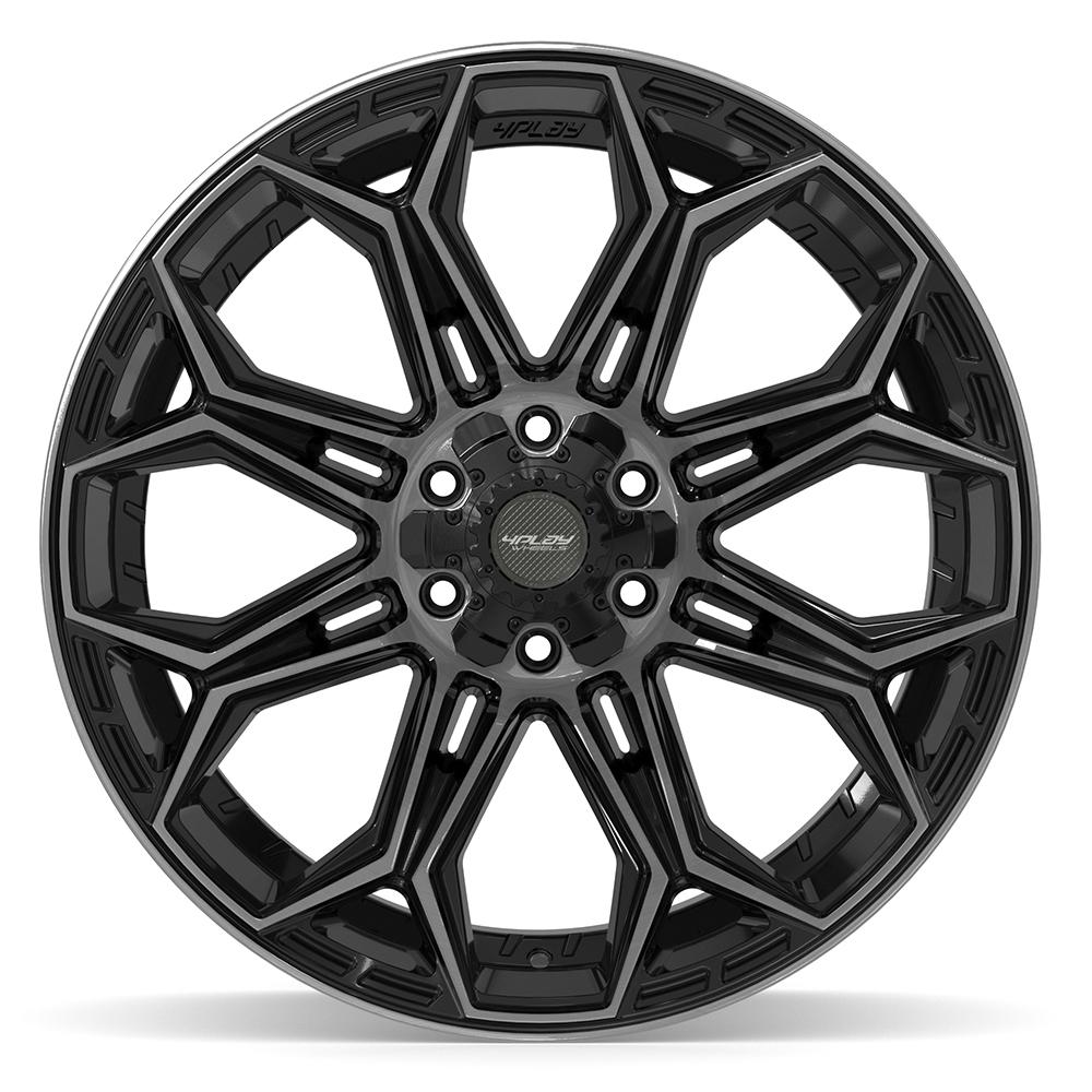 4PLAY 4P83 22x12 6x135 + 6x139.7 -44et Gloss Black Brushed with Tinted Clear Wheel