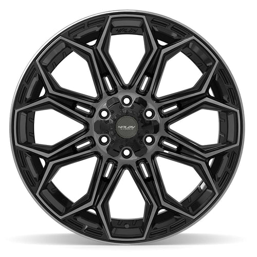 4PLAY 4P83 22x12 6x135 + 6x139.7 - 44et Gloss Black Brushed with Tinted Clear Wheel - Sniper Custom Trucks
