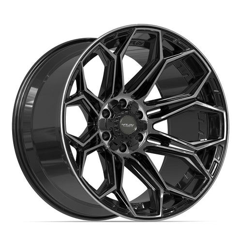 4PLAY 4P83 22x12 6x135 + 6x139.7 - 44et Gloss Black Brushed with Tinted Clear Wheel - Sniper Custom Trucks