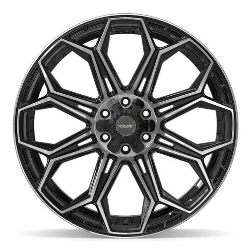 4PLAY 4P83 24x10 6x135 + 6x139.7 18et Gloss Black Brushed with Tinted Clear Wheel - Sniper Custom Trucks