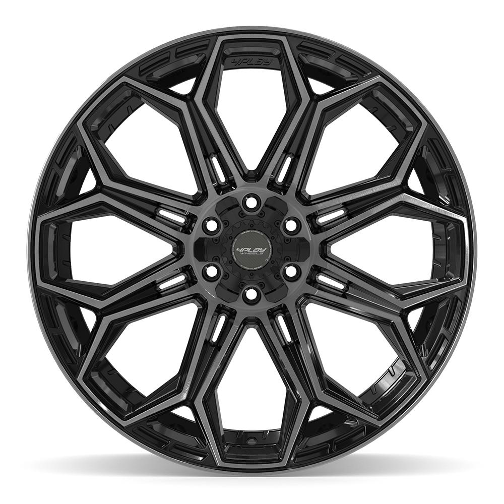4PLAY 4P83 24x12 6x135 + 6x139.7 -44et Gloss Black Brushed with Tinted Clear Wheel