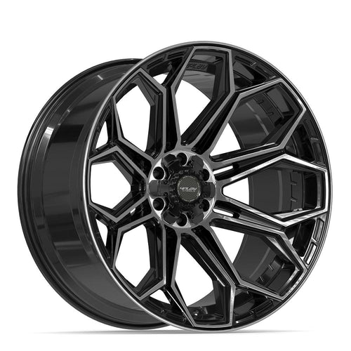 4PLAY 4P83 24x12 6x135 + 6x139.7 - 44et Gloss Black Brushed with Tinted Clear Wheel - Sniper Custom Trucks