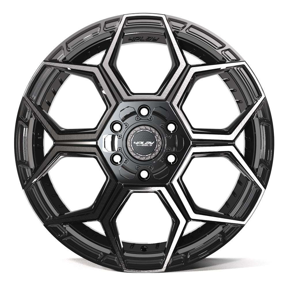 4PLAY 4PS26 20x9 6x135 + 6x139.7 -6et Gloss Black Brushed with Tinted Clear Wheel