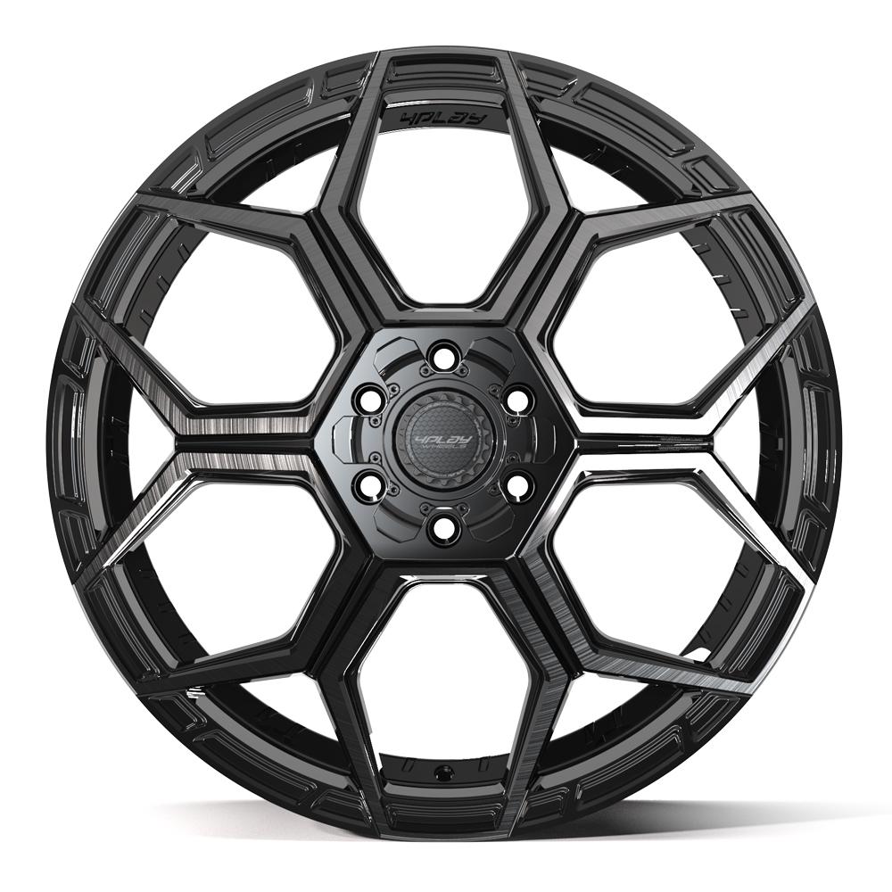 4PLAY 4PS26 22x10 6x135 + 6x139.7 0et Gloss Black Brushed with Tinted Clear Wheel
