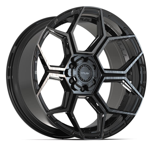 4PLAY 4PS26 22x10 6x135 + 6x139.7 0et Gloss Black Brushed with Tinted Clear Wheel - Sniper Custom Trucks