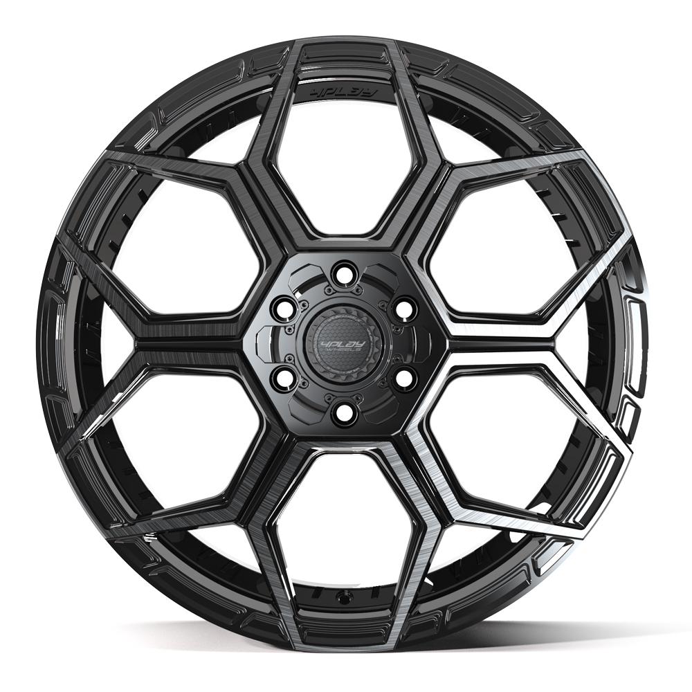 4PLAY 4PS26 22x10 6x135 + 6x139.7 24et Gloss Black Brushed with Tinted Clear Wheel