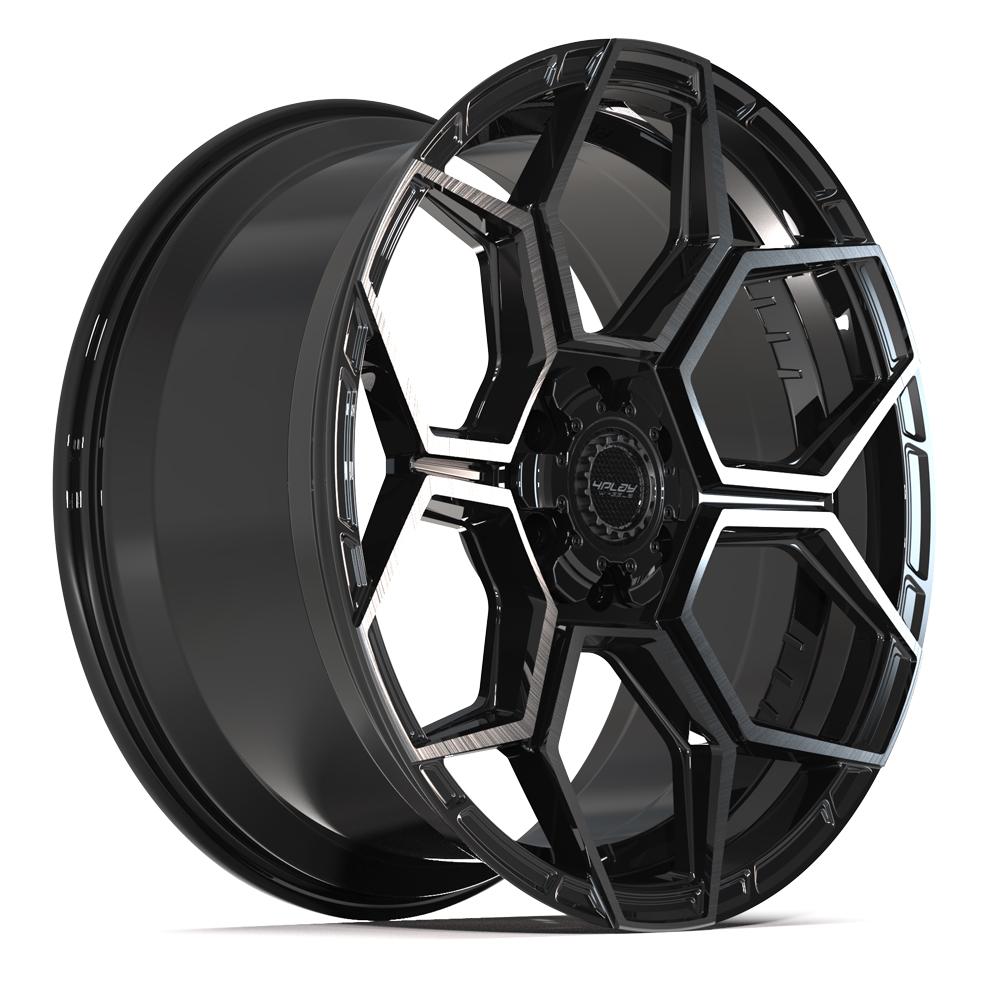 4PLAY 4PS26 22x10 6x135 + 6x139.7 24et Gloss Black Brushed with Tinted Clear Wheel