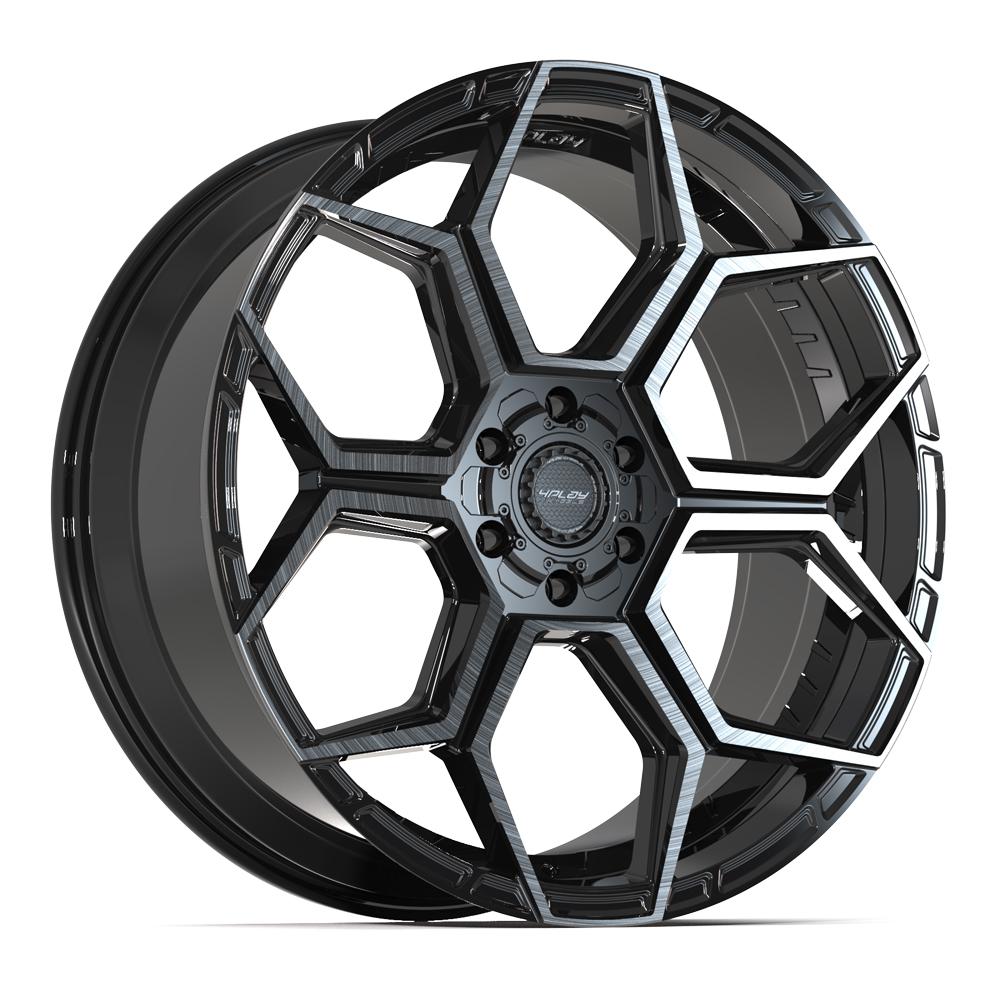 4PLAY 4PS26 24x10 6x135 + 6x139.7 24et Gloss Black Brushed with Tinted Clear Wheel