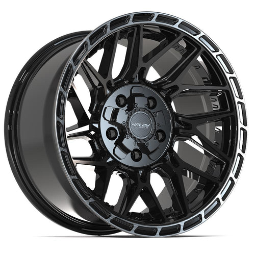 4PLAY 4PS28 17x9 5x127 + 5x139.7 - 6et Gloss Black Brushed with Tinted Clear Wheel - Sniper Custom Trucks