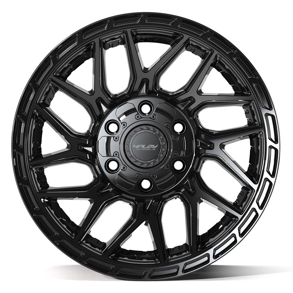 4PLAY 4PS28 17x9 6x135 + 6x139.7 18et Gloss Black Brushed with Tinted Clear Wheel