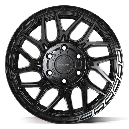 4PLAY 4PS28 17x9 6x135 + 6x139.7 18et Gloss Black Brushed with Tinted Clear Wheel - Sniper Custom Trucks