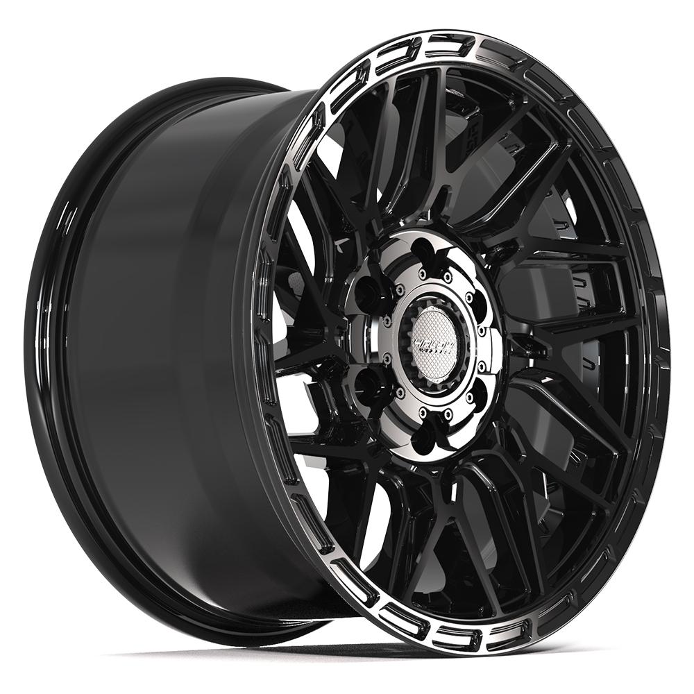 4PLAY 4PS28 17x9 6x135 + 6x139.7 18et Gloss Black Brushed with Tinted Clear Wheel