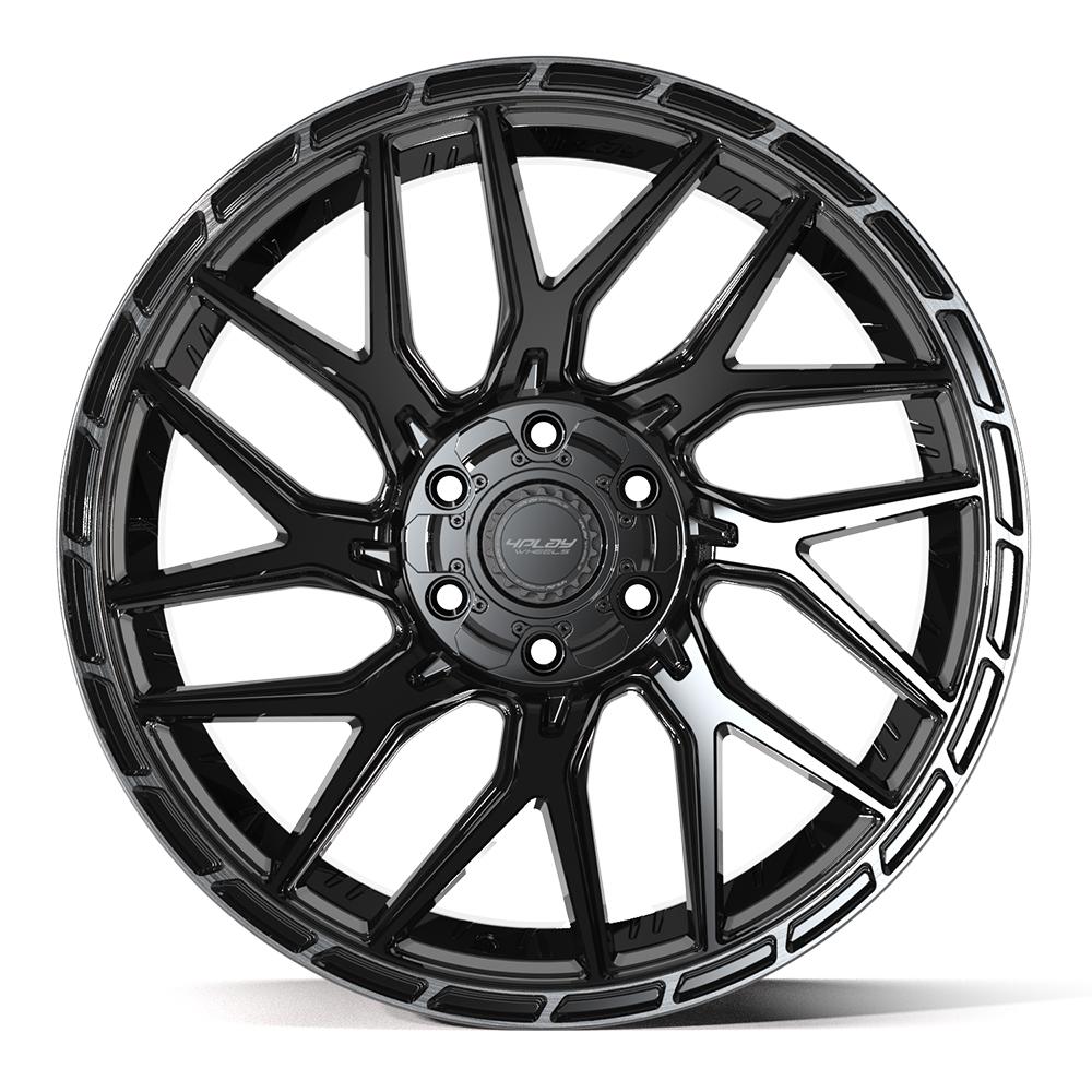 4PLAY 4PS28 22x10 6x135 + 6x139.7 0et Gloss Black Brushed with Tinted Clear Wheel