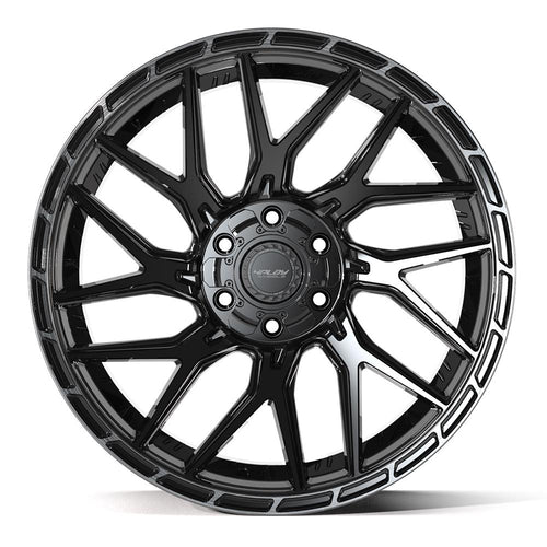 4PLAY 4PS28 22x10 6x135 + 6x139.7 24et Gloss Black Brushed with Tinted Clear Wheel - Sniper Custom Trucks