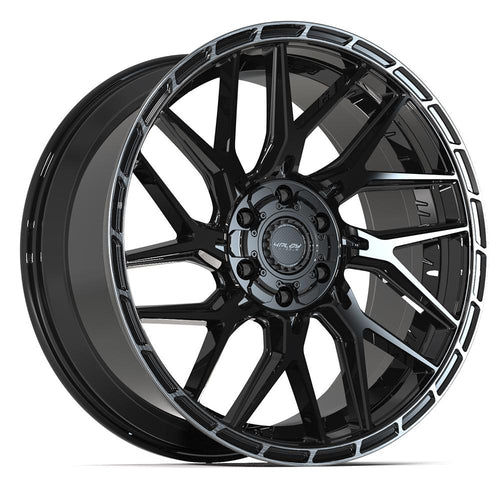 4PLAY 4PS28 22x10 6x135 + 6x139.7 24et Gloss Black Brushed with Tinted Clear Wheel - Sniper Custom Trucks