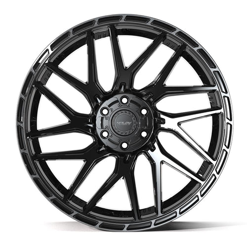 4PLAY 4PS28 24x10 6x135 + 6x139.7 24et Gloss Black Brushed with Tinted Clear Wheel - Sniper Custom Trucks