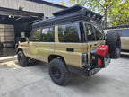 DOBINSONS REAR BAR LC 76 SERIES (542MM WING LENGTH) WITH JERRY CAN HOLDER AND SINGLE TIRE CARRIER (BW80-4133)