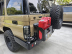 DOBINSONS REAR BAR LC 76 SERIES (542MM WING LENGTH) WITH JERRY CAN HOLDER AND SINGLE TIRE CARRIER (BW80-4133)