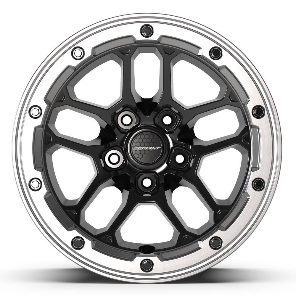 DEFIANT DF01 17x8 5x127 12et Gloss Black with Milled Edge Wheel