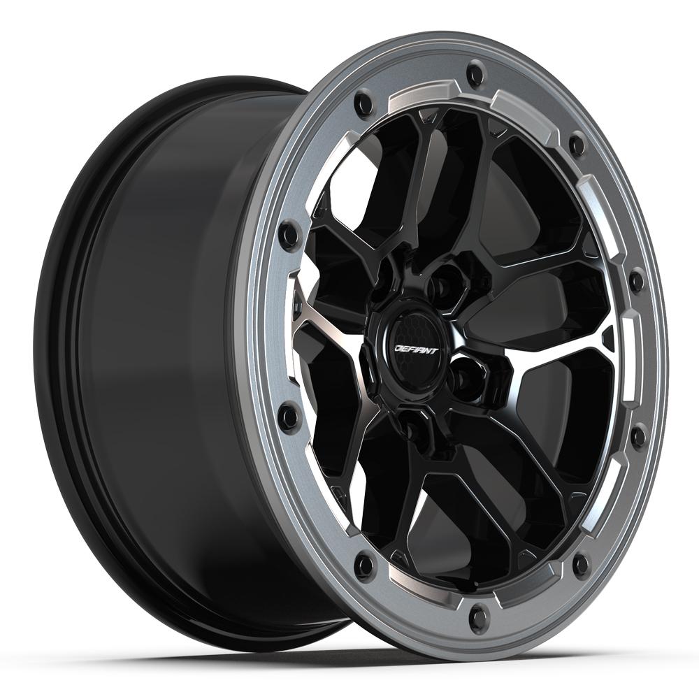 DEFIANT DF01 17x8 5x127 12et Gloss Black with Milled Edge Wheel