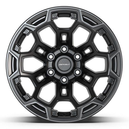 DEFIANT DF03 18x9 6x139.7 - 12et Satin Black with Dark Satin Charcoal 2 - Tone Wheel - Sniper Custom Trucks