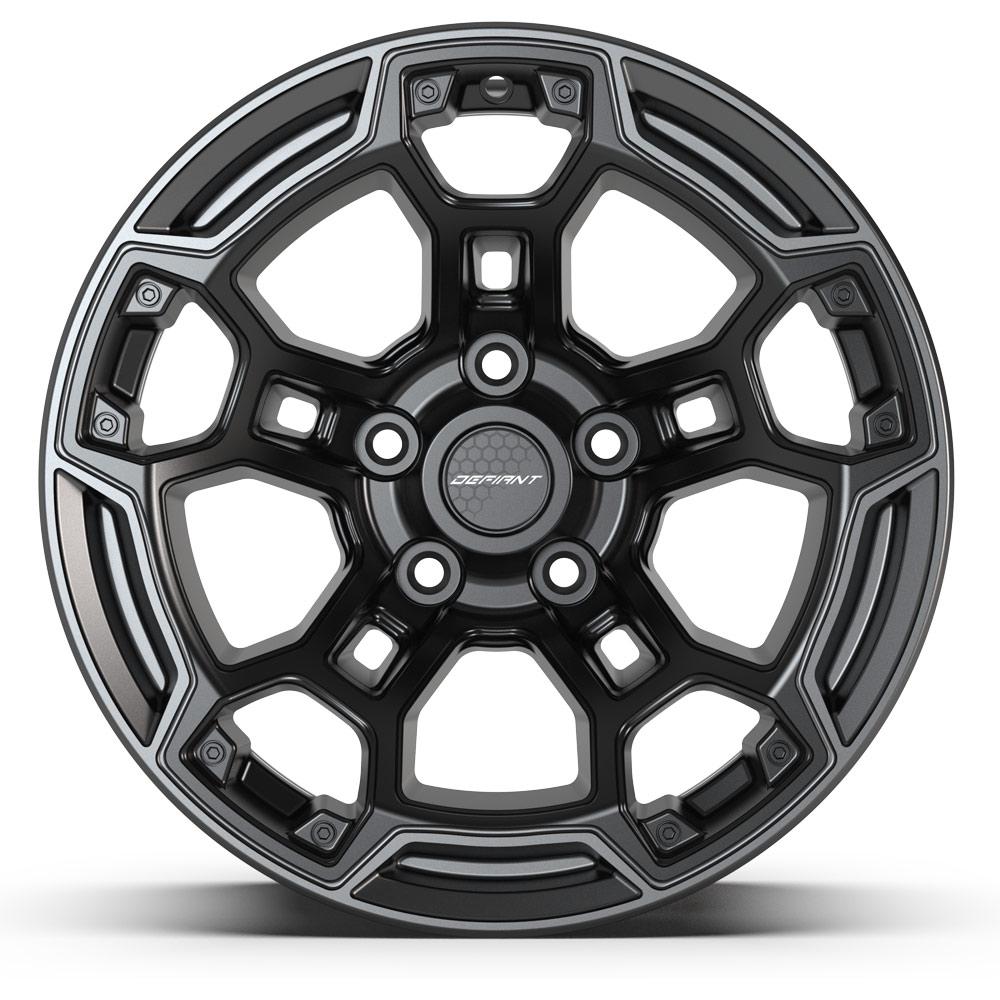 DEFIANT DF03B 17x9 5x127 -12et Satin Black with Dark Satin Charcoal 2-Tone Wheel