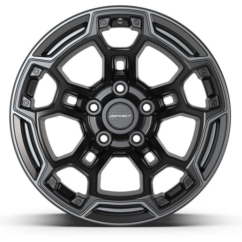 DEFIANT DF03B 17x9 5x127 - 12et Satin Black with Dark Satin Charcoal 2 - Tone Wheel - Sniper Custom Trucks