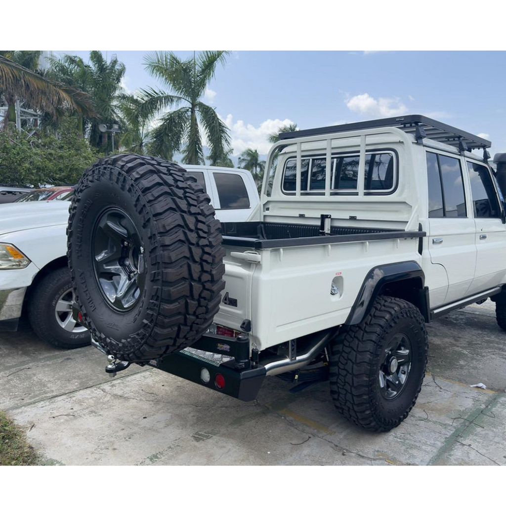 DOBINSONS REAR BAR LC 79 SERIES PICKUP WITH JERRY CAN HOLDER AND SINGLE TIRE CARRIER (BW80-4143)