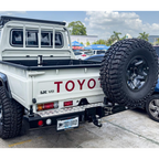 DOBINSONS REAR BAR LC 79 SERIES PICKUP WITH JERRY CAN HOLDER AND SINGLE TIRE CARRIER (BW80-4143)