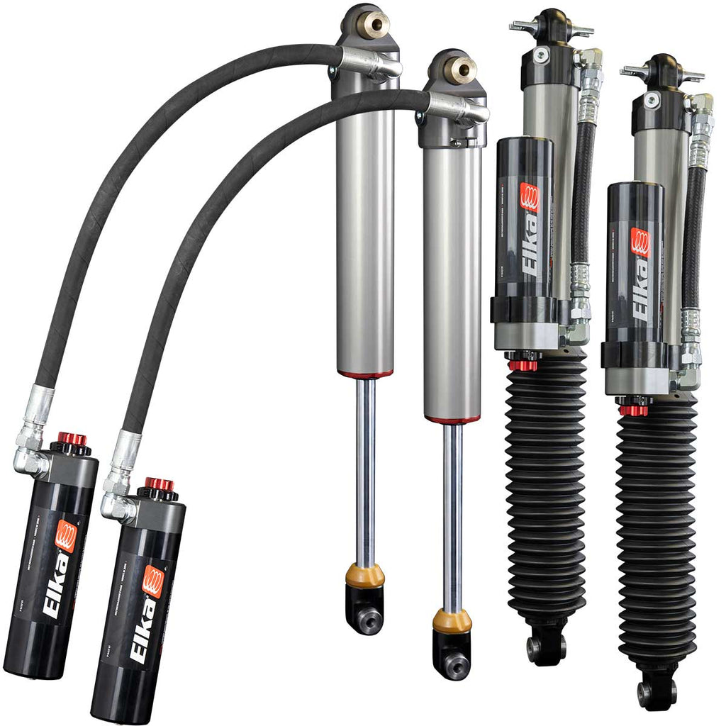 Elka Suspension 2.5 Dc Reservoir Front & Rear Kit Shocks For Jeep Wrangler (Jl), 2018 To 2024 (Except Hydrid Models) (Jl, 3.5 In. To 4 In. Lift) - Sniper Custom Trucks